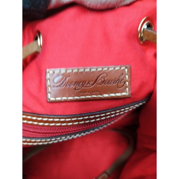 Dooney & Bourke Burgundy Suede Leather Drawstring Bucket Shoulder Bag - Picture 14 of 16